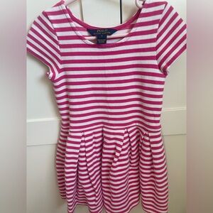 Girls Ralph’s Lauren polo size 5 pink and white stripe dress